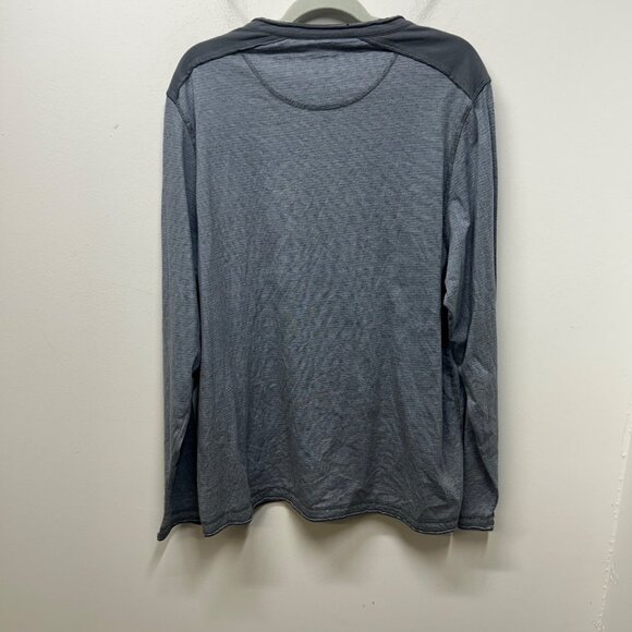 Carbon2Cobalt Mens XL Henley Long Sleeve Shirt Gray Striped 100% Cotton Casual W - Picture 3 of 7
